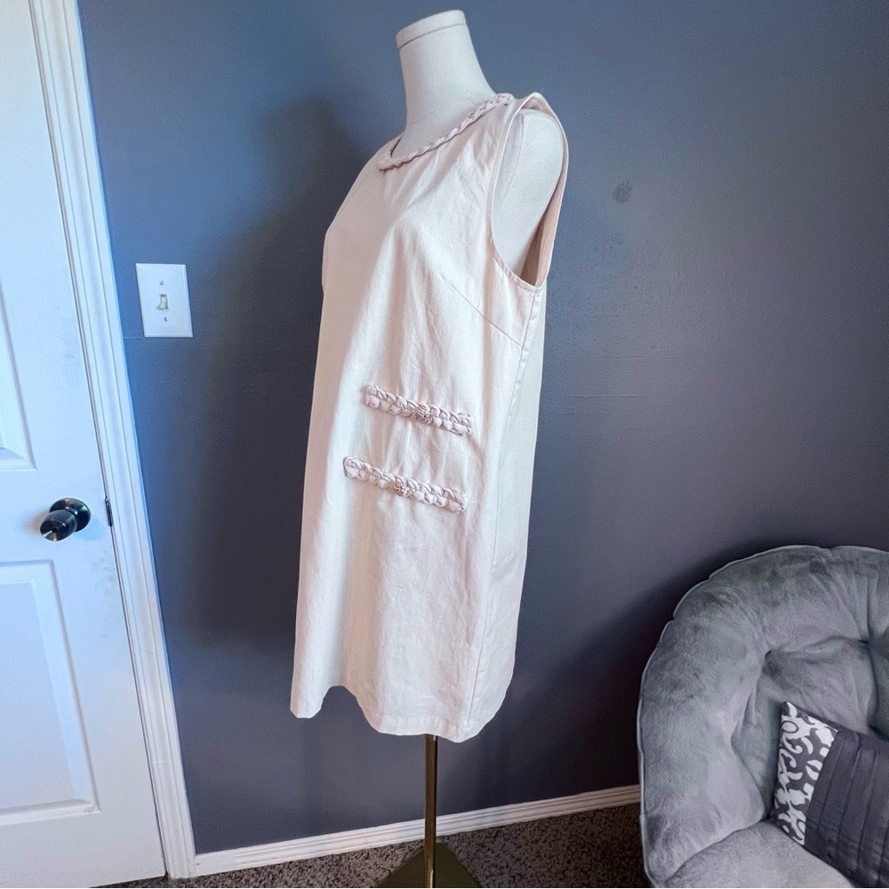 Entro NWT Lune Braided and Gold Detail Sleeveless Mini Dress in Ecru Women’s L - Picture 4 of 16